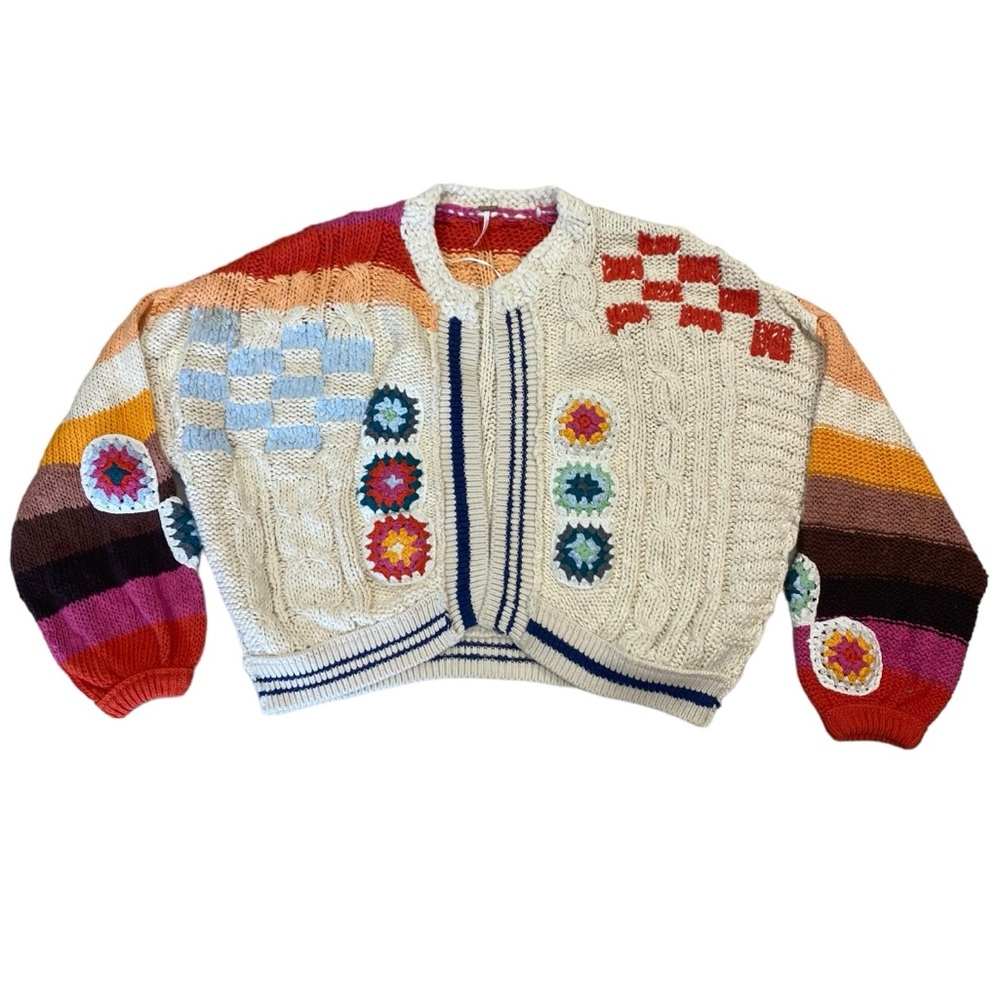 NWT Free People Clear Skies Cardigan in Cream Combo Size XS and M - Picture 4 of 15